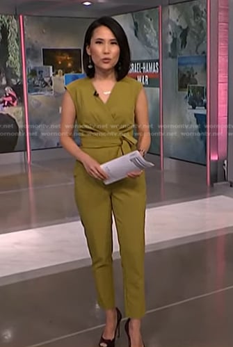 Vicky's yellow tie waist jumpsuit on NBC News Daily