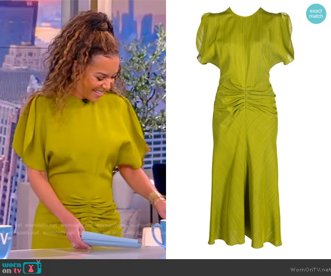 Victoria Beckham short-sleeve gathered-detail dress worn by Sunny Hostin on The View