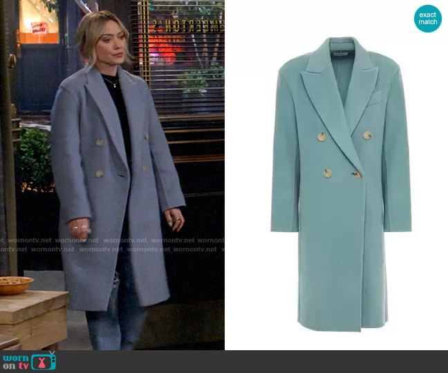 Vince Double-breasted wool-blend felt coat worn by Sophie (Hilary Duff) on How I Met Your Father