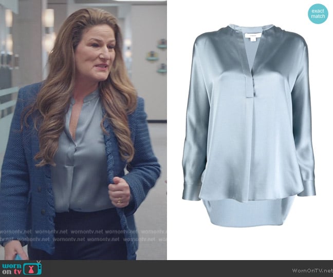 Vince Long-sleeve Silk Blouse worn by Katherine Hastings (Ana Gasteyer) on American Auto