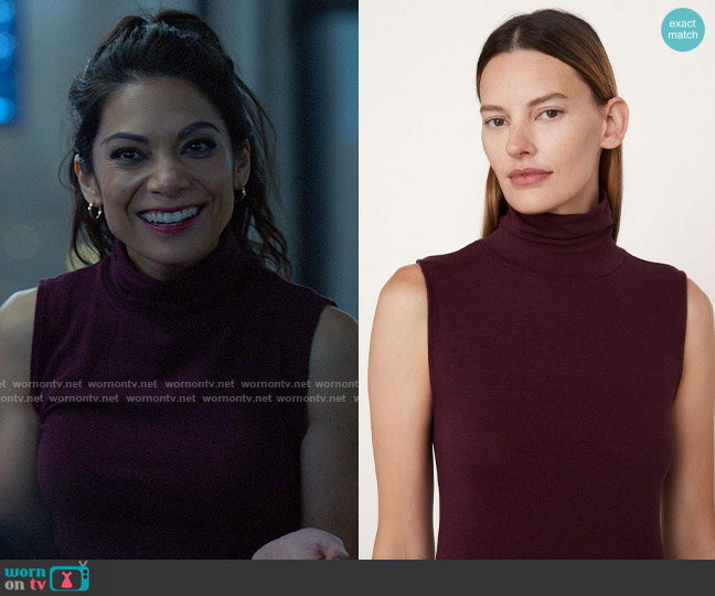 Vince Sleeveless Turtleneck worn by Helen Tasker (Ginger Gonzaga) on True Lies