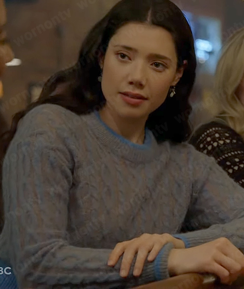 Violet's blue cable knit sweater on Chicago Fire