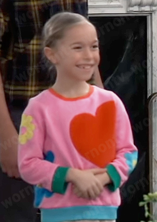Violet's heart and flower patch sweatshirt on General Hospital