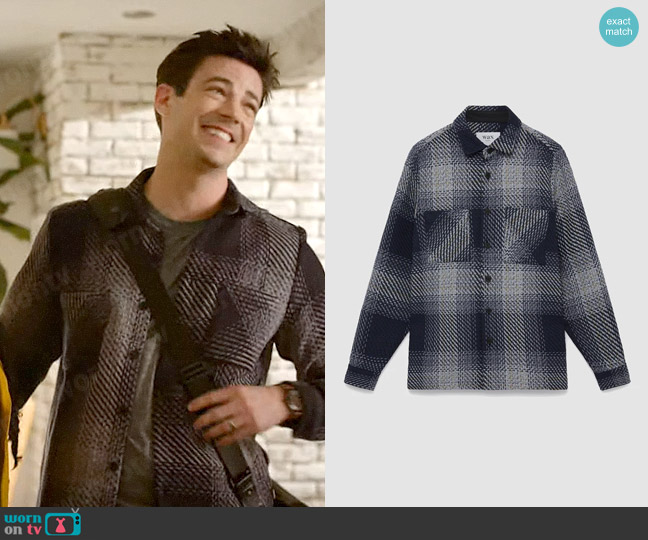 Wax London Whiting Overshirt Navy/Grey Ombre Giant Windowpane worn by Barry Allen (Grant Gustin) on The Flash