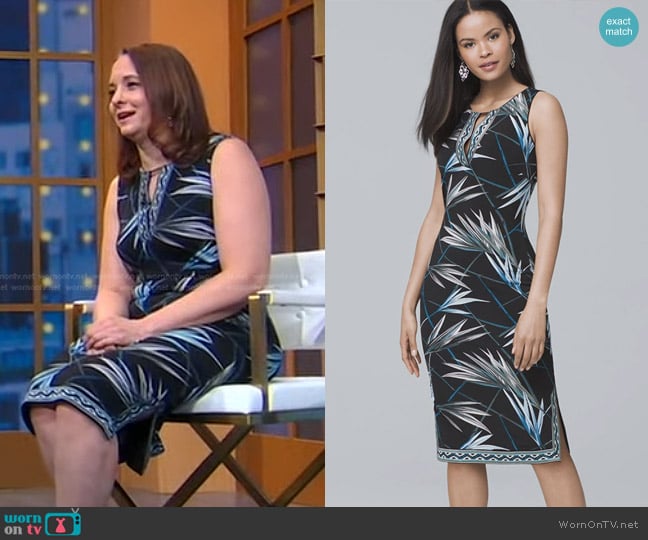 White House Black Market Palm Print Sheath Dress worn by Dr. Deborah Gilboa on Good Morning America