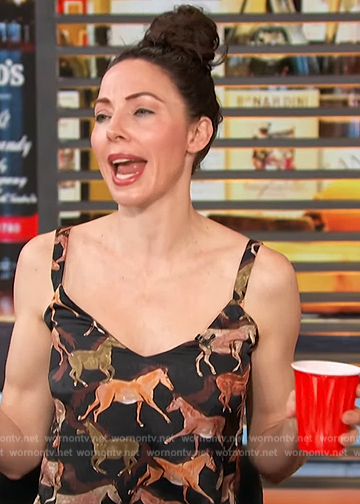Whitney Cumming's horse print tank on Access Hollywood