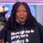 Whoopi’s black printed hoodie on The View