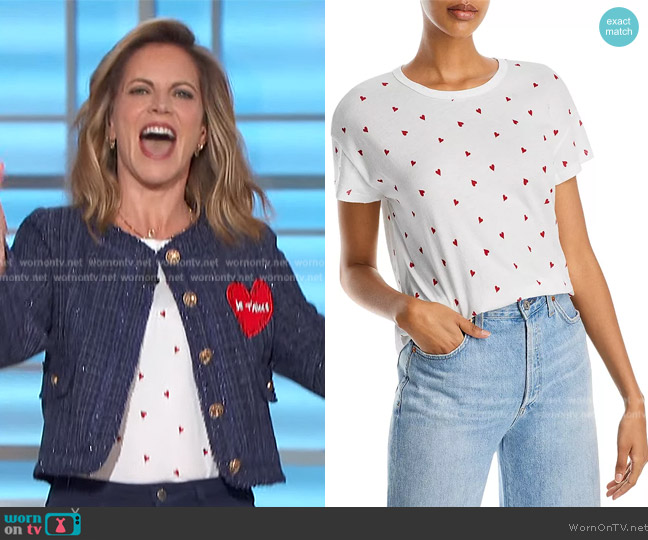 WildFox Love Sick Chrissy Heart Print Tee worn by Natalie Morales on The Talk