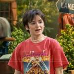 Winnie’s red Led Zeppelin print tee on Bunkd