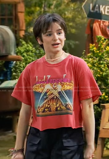 Winnie's red Led Zeppelin print tee on Bunkd