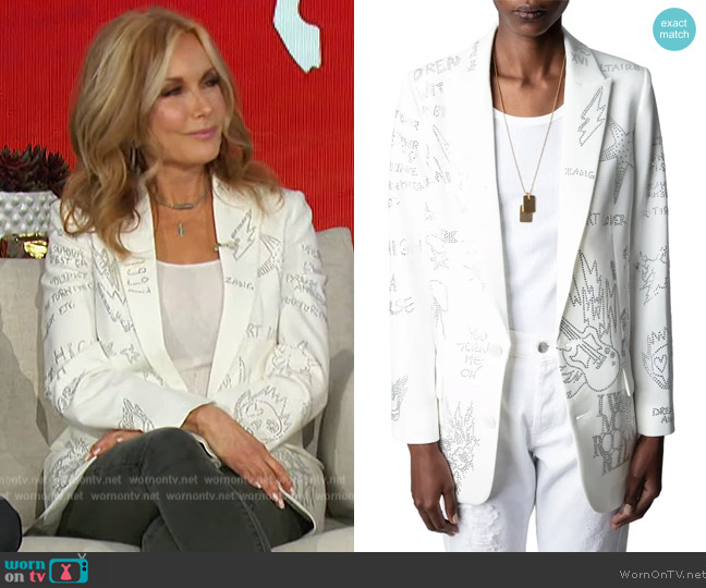 Zadig and Voltaire Viva Crystal-Embellished Blazer worn by Tracey Bregman on The Talk