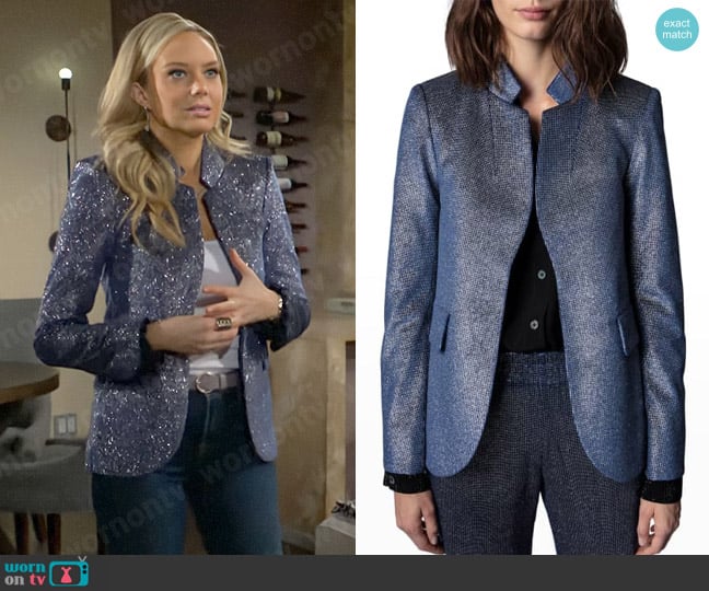 Zadig & Voltaire Very Velours Sparkle Jacket worn by Abby Newman (Melissa Ordway) on The Young and the Restless