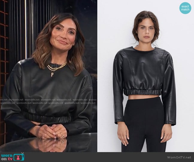 Zara Faux Leather Crop Top worn by Courtney Laine Mazza on E! News