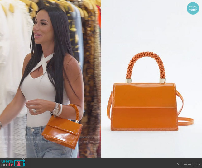 Zara Beaded Mini Bag worn by  on The Real Housewives of New Jersey