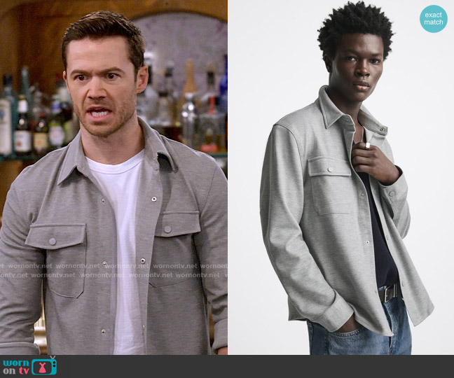 Zara Comfort Overshirt in Grey Marl worn by Charlie (Tom Ainsley) on How I Met Your Father