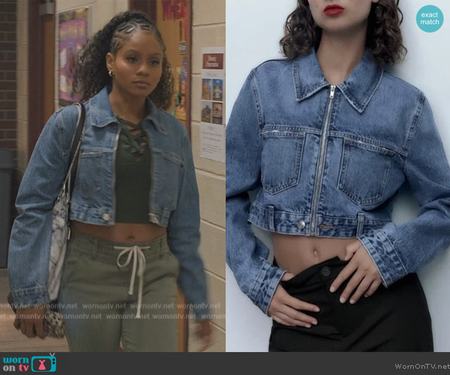 WornOnTV: Simone’s cropped denim jacket on All American Homecoming ...