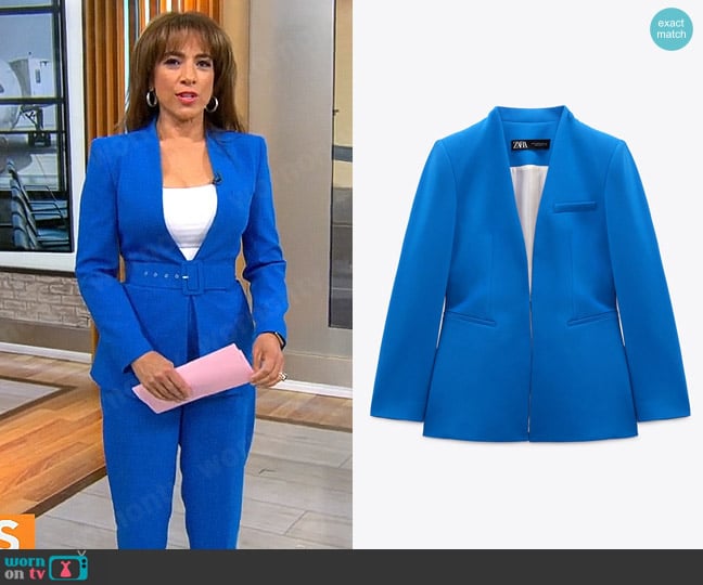 Zara Lapelless Fitted Blazer worn by Michelle Miller on CBS Mornings