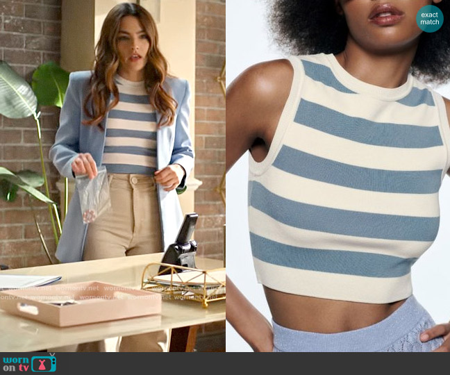 Zara Stripe Knit Tank Top worn by Allegra Garcia (Kayla Compton) on The Flash