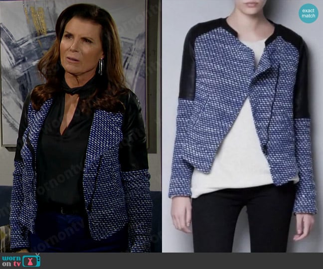 Zara Combination Jacket worn by Sheila Carter (Kimberlin Brown) on The Bold and the Beautiful