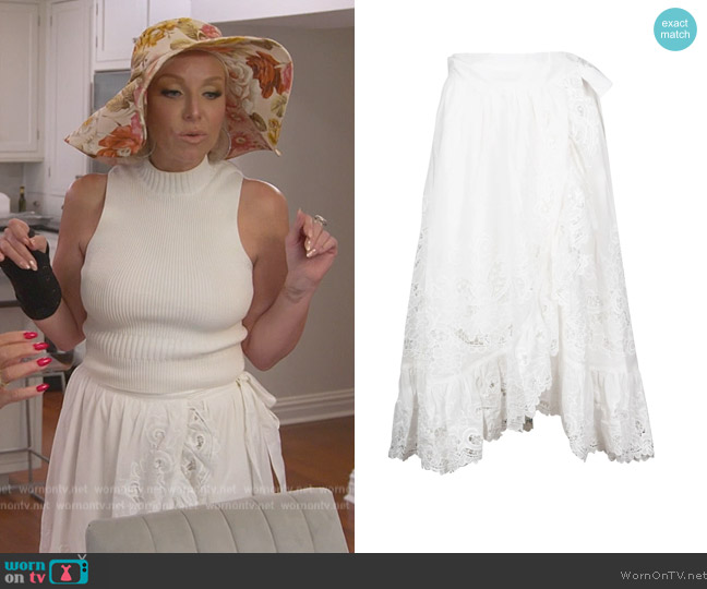Zimmermann Lulu Scallop Wrap Skirt worn by Margaret Josephs on The Real Housewives of New Jersey