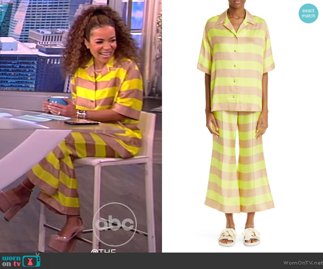 WornOnTV: Sunny’s yellow stripe shirt and pants on The View | Sunny ...