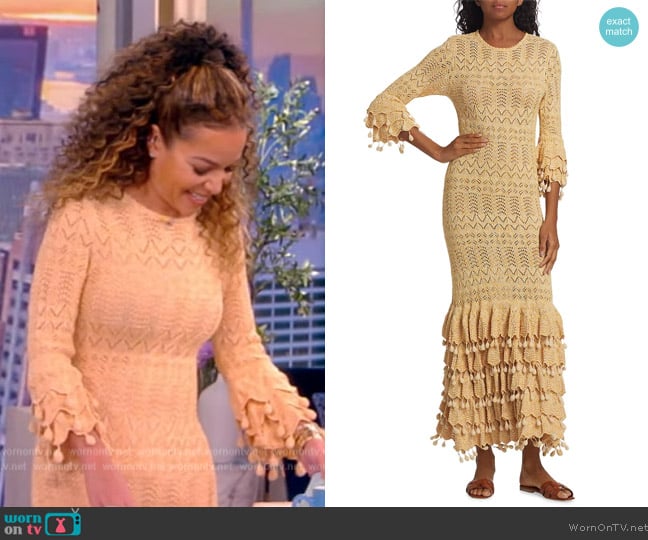 Zimmermann Wonderland Tiered Knit Midi-Dress worn by Sunny Hostin on The View