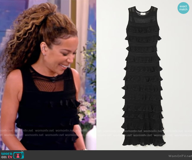 Zimmermann Wonderland Frill Knit Midi Dress worn by Sunny Hostin on The View