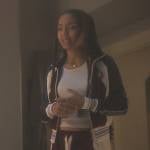 Zoey’s velvet colorblock track jacket on Grown-ish