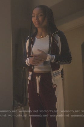 Zoey's velvet colorblock track jacket on Grown-ish