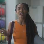 Zoey’s orange crop top and leggings on Grown-ish