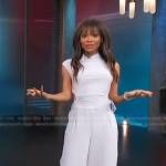 Zuri’s pale lavender cutout top and wide leg pants on Access Hollywood