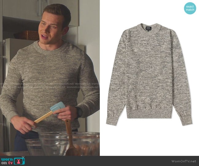 A.P.C. Jerome Recycle Crew Knit Sweater worn by Evan Buckley (Oliver Stark) on 9-1-1