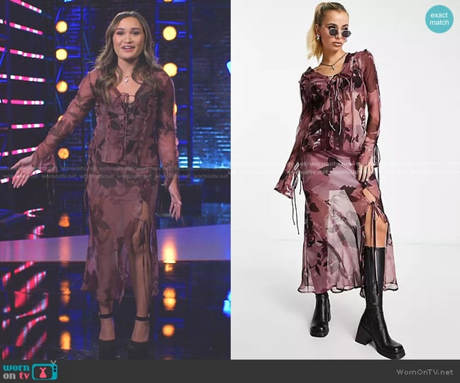 Asos Sheer Tie Front Blouse and Skirt worn by Kala Banham on The Voice