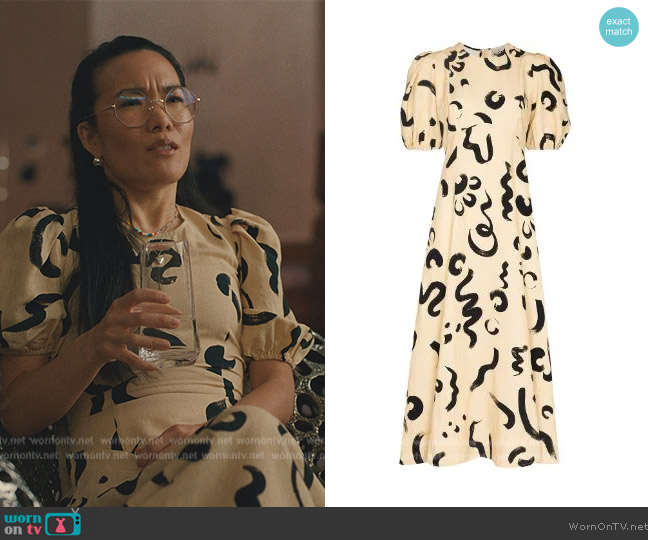 Alemais Brushstroke-print midi dress worn by Amy Lau (Ali Wong) on Beef