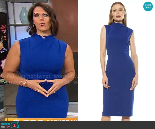 Alexia Admor Sofia Dress in Lapis worn by Dana Jacobson on CBS Mornings