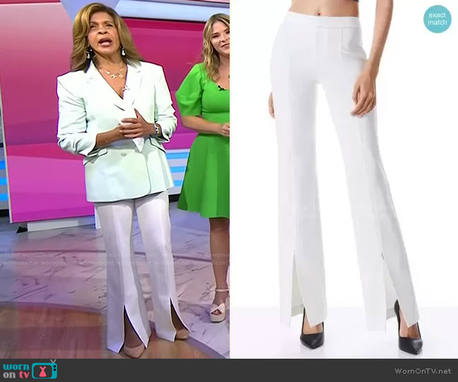 WornOnTV: Hoda’s mint green double breasted blazer and white slit pants ...