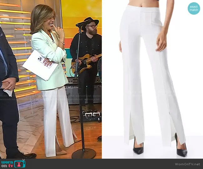 WornOnTV: Hoda’s mint green double breasted blazer and white slit pants ...