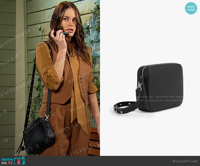 All Saints Captain Lea Leather Crossbody Bag in Black worn by Stephanie Johnson (Abigail Klein) on Days of our Lives