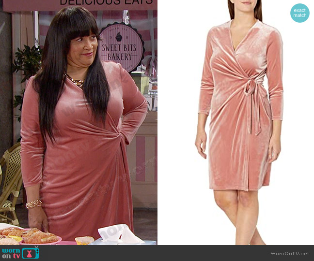 Anne Klein Velvet Classic Wrap Dress worn by Paulina Price (Jackée Harry) on Days of our Lives