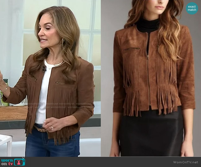 Bcbgmaxazria Faux Suede Fringe Jacket worn by Joy Bauer on Today