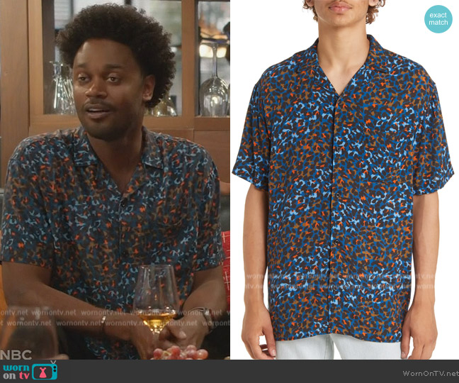 BP. Cheetah Print Short Sleeve Camp Shirt worn by Noah Koles (Echo Kellum) on Grand Crew