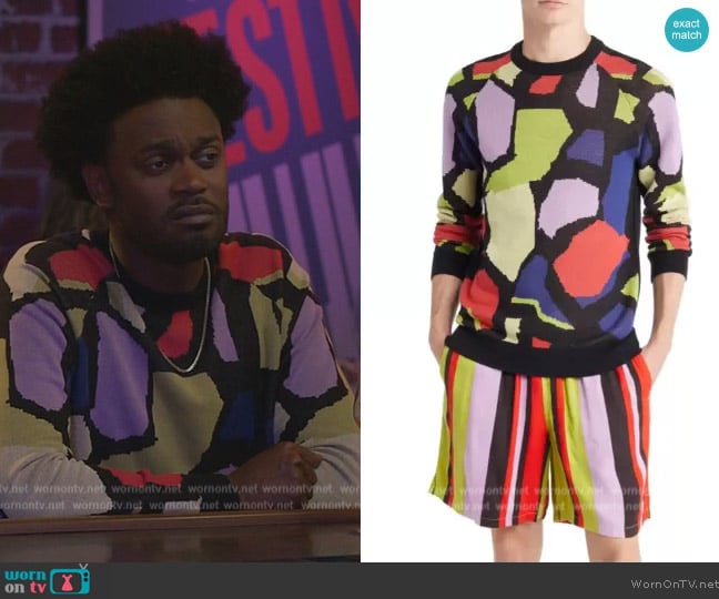 BP Pride Gender Inclusive Colorblock Crewneck Sweater worn by Noah Koles (Echo Kellum) on Grand Crew