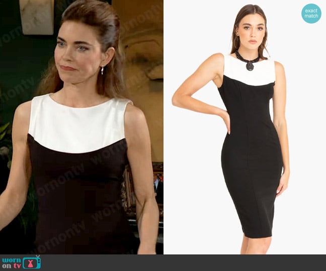 Black Halo Zahari CB Sheath Dress worn by Victoria Newman (Amelia Heinle) on The Young and the Restless