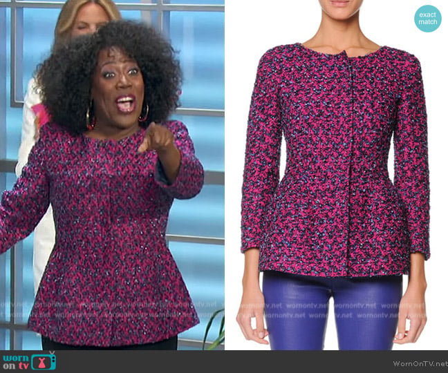 Giorgio Armani Boucle Peplum Jacket with 3/4 Sleeves worn by Sheryl Underwood on The Talk