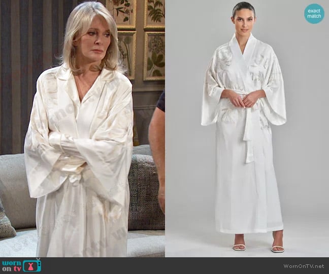 Natori Bridal Embroidery Robe worn by Marlena Evans (Deidre Hall) on Days of our Lives