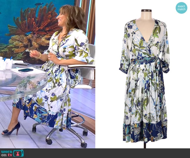 CQ by CQ Floral Pleated Dress worn by Michelle Miller on CBS Mornings