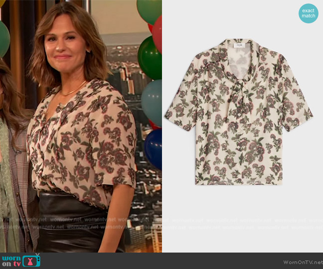 Celine Blouse with Bow in Silk Crepon worn by Jennifer Garner on The Drew Barrymore Show