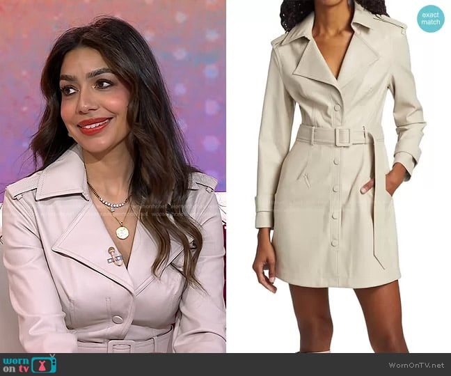 Jonathan Simkhai Chandler Belted Vegan Leather Minidress worn by Dr. Deepika Chopra on Today