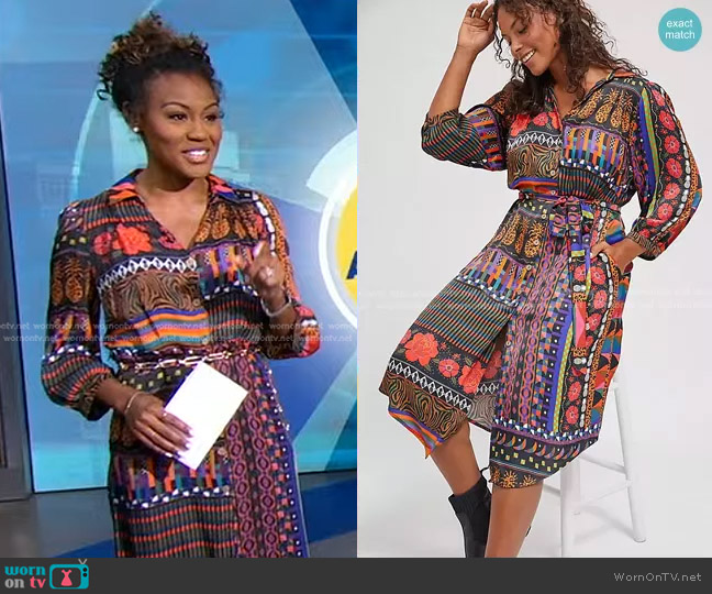 Farm Rio Ciela Midi Shirtdress worn by Janai Norman on Good Morning America