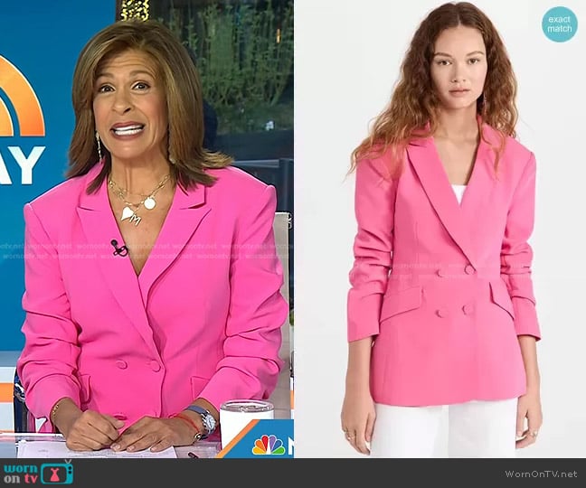 Cinq a Sept Kris Ruched Sleeve Double Breatsed Blazer worn by Hoda Kotb on Today